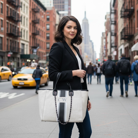 Custom Canvas Striped Tote