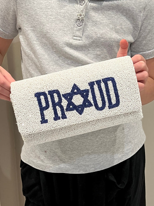 Custom beaded Israel proud jew, flag clutch,Jewish star, am yisrael chai, hostage bring them home bag,pride, gift, stand United with Israel