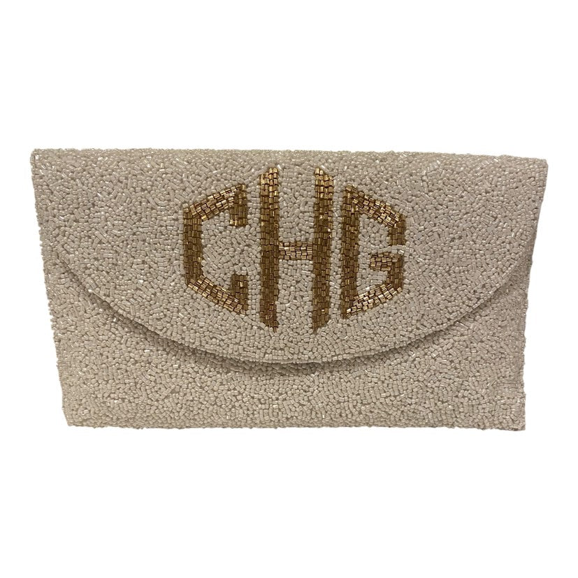 Solid Half Moon Monogram Clutch