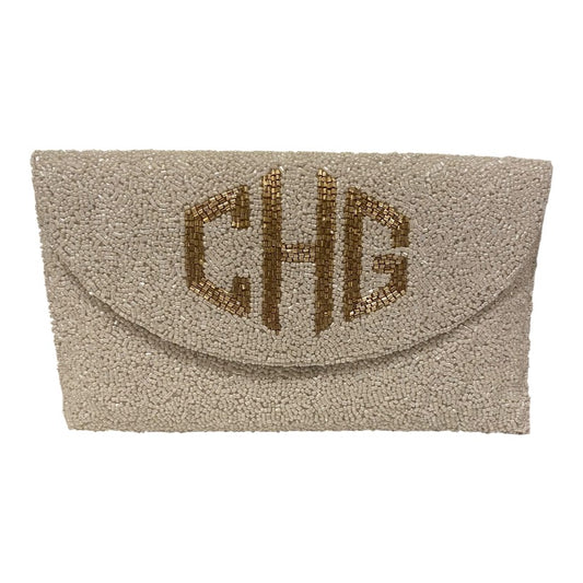 Solid Half Moon Monogram Clutch