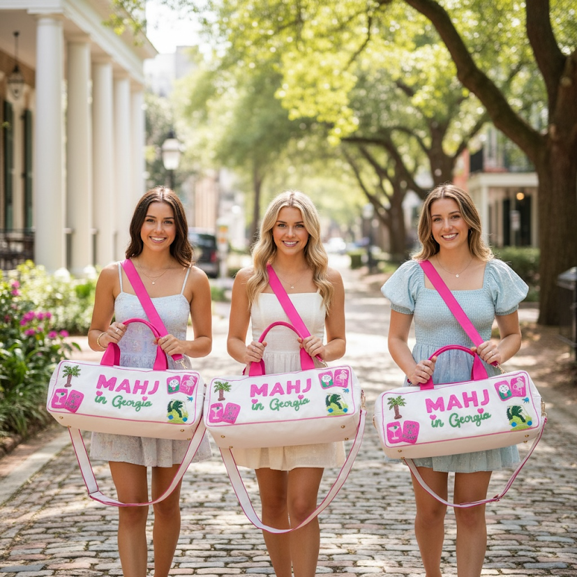 Mahj in Georgia | Custom Beaded Mahjong Duffel Bag | Personalized Gift