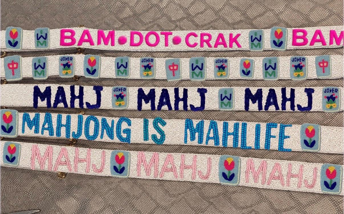 custom Mahjong beaded bag strap, bam dot crak, mahj tiles, personalized gift, everyday bag, game night bag, girls gift, adjustable bag strap