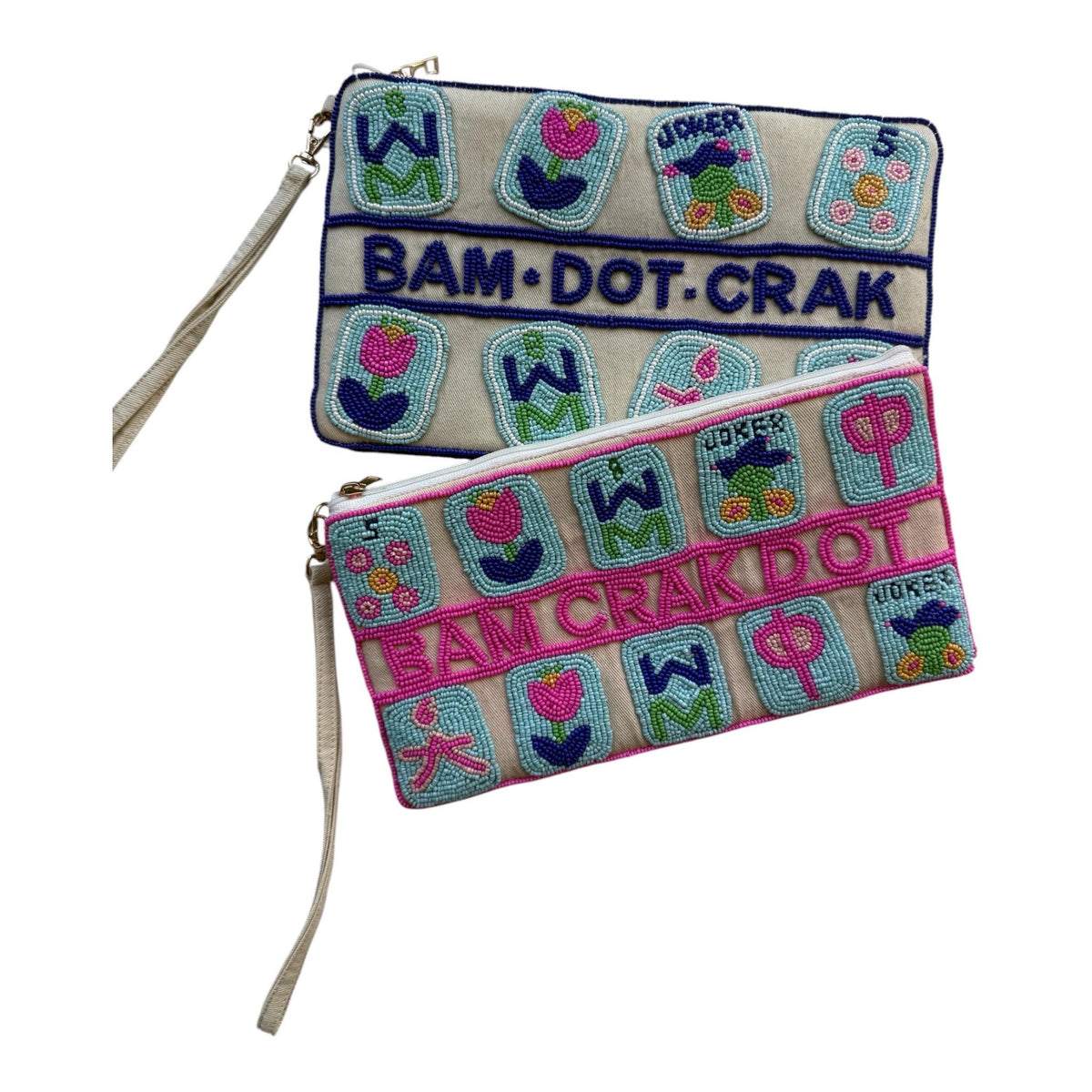 Mahjong Clutch Bag, Beaded Mahjong Purse, Mahjong Gift for Her, Mahjong Accessories, Game Night Bag, Beaded Wristlet, Mahjong Lover Gift