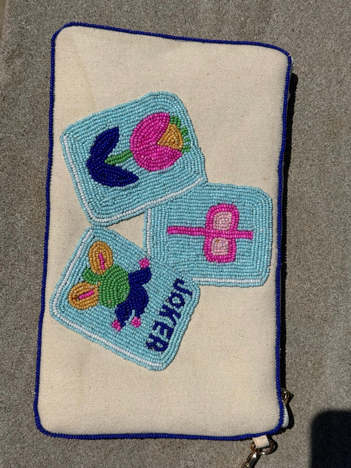 Mahjong Clutch Bag, Beaded Mahjong Purse, Mahjong Gift for Her, Mahjong Accessories, Game Night Bag, Beaded Wristlet, Mahjong Lover Gift