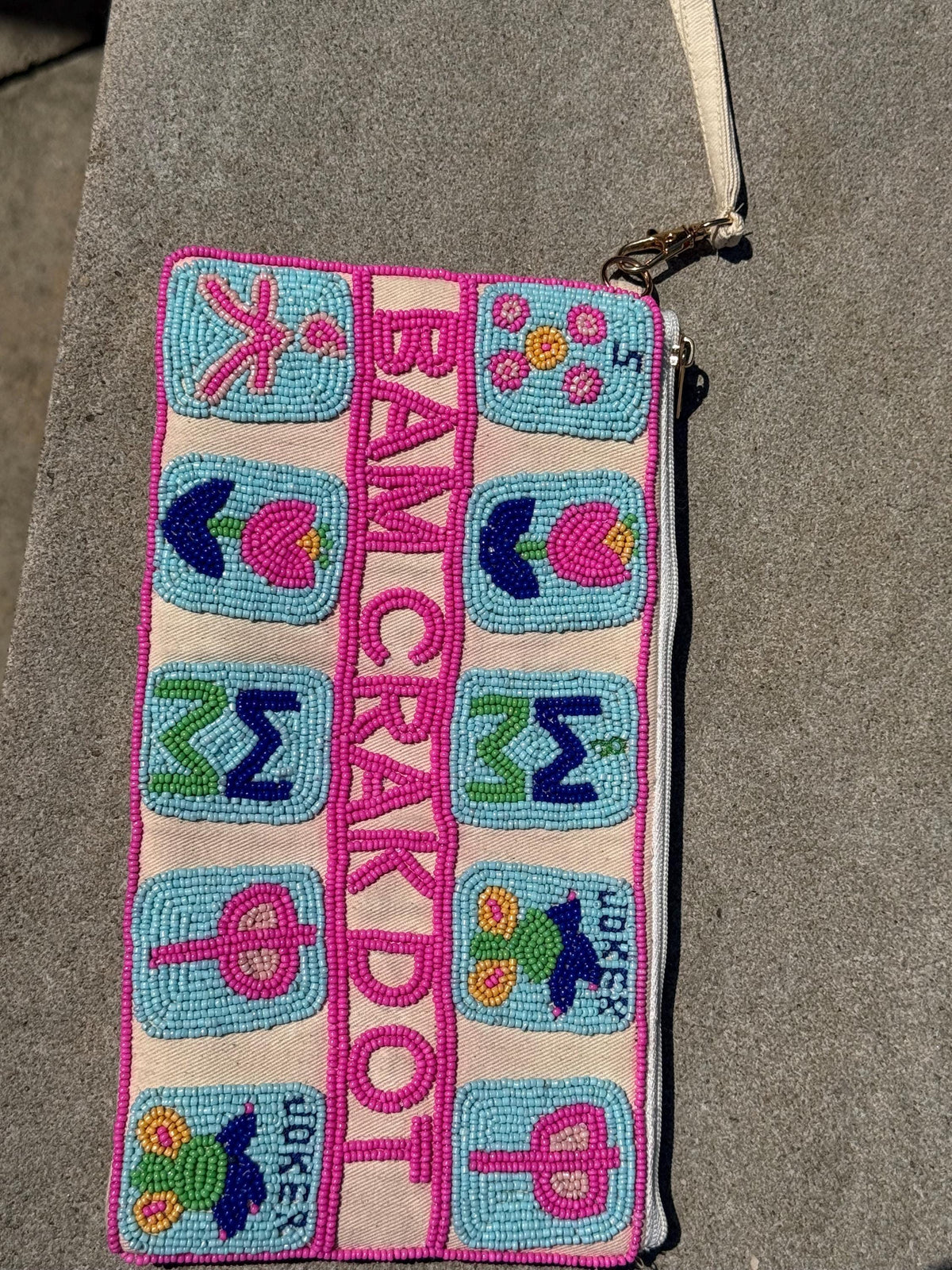 Mahjong Clutch Bag, Beaded Mahjong Purse, Mahjong Gift for Her, Mahjong Accessories, Game Night Bag, Beaded Wristlet, Mahjong Lover Gift