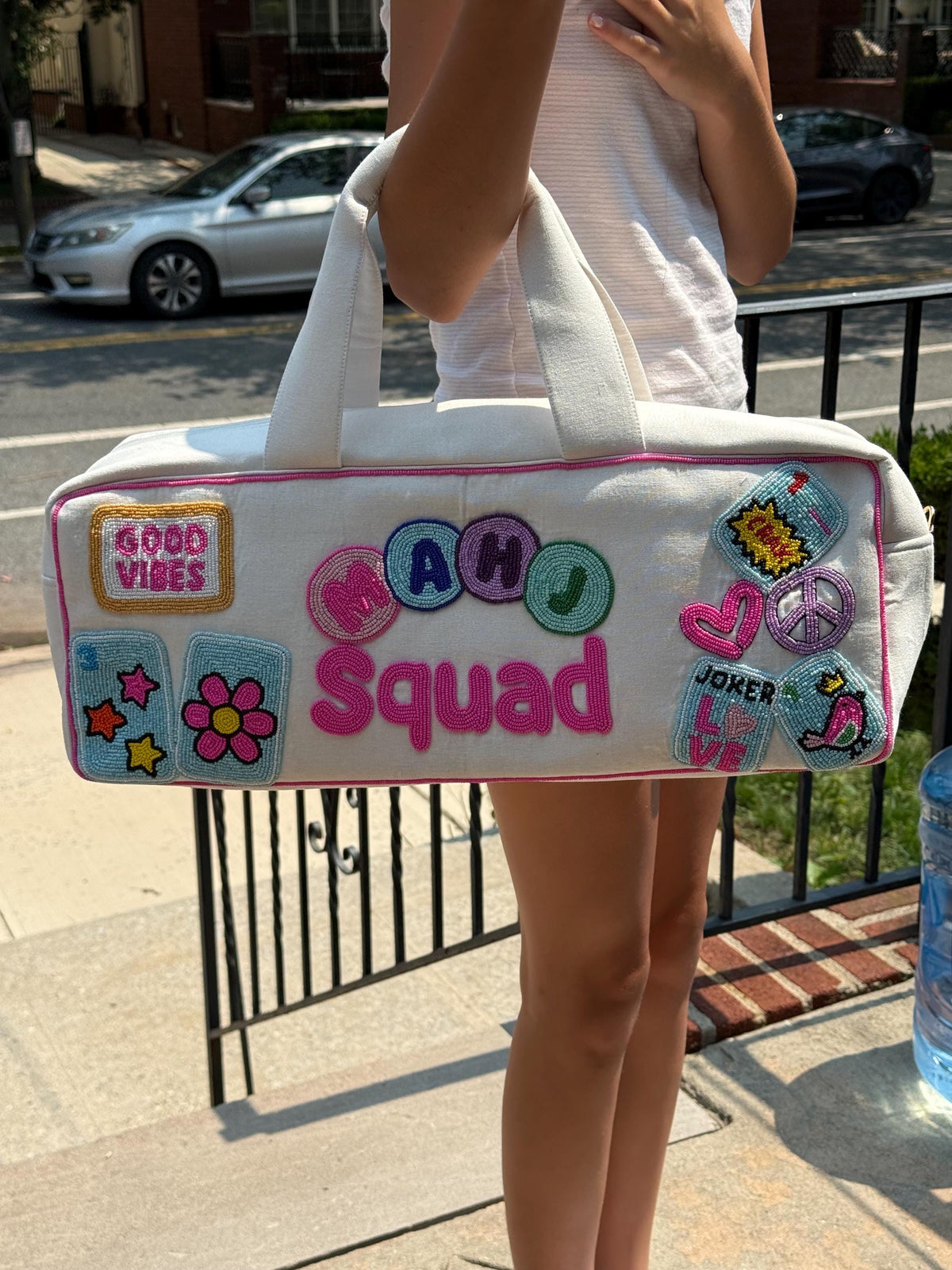 Mahjong Duffel Bag | Mahj Squad Beaded Bag | Mahjong Game Night Bag | Mahjong Gift for Her | Mahjong Player Gift | custom handbeaded design