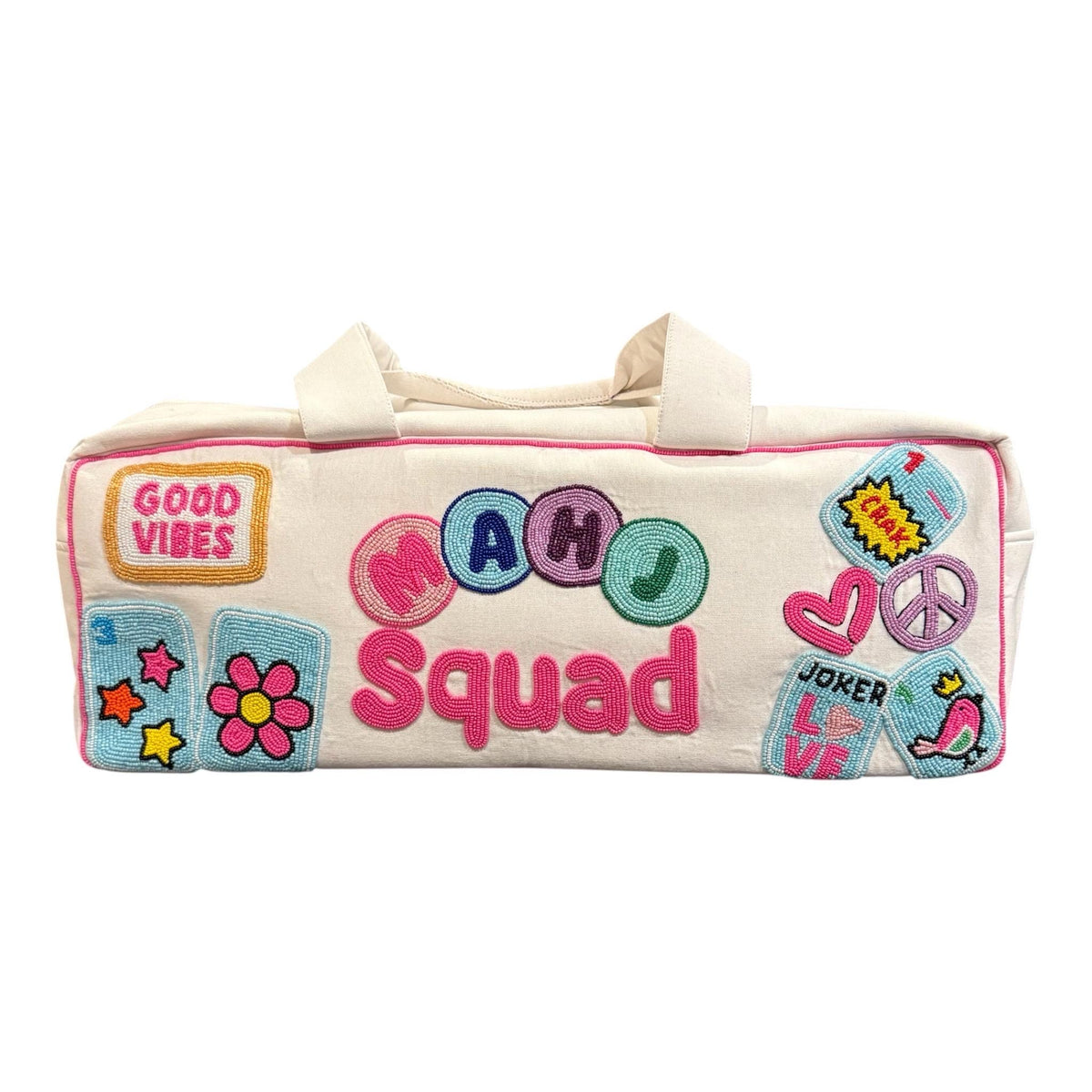 Mahjong Duffel Bag | Mahj Squad Beaded Bag | Mahjong Game Night Bag | Mahjong Gift for Her | Mahjong Player Gift | custom handbeaded design