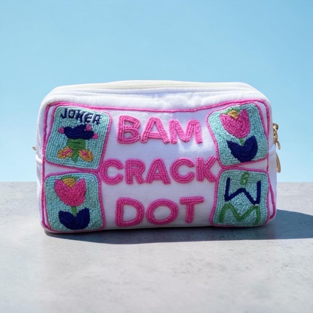 Personalized beaded Mahjong tile bag, Custom canvas wristlet pouch, Mahjong player gift, Mah Jongg tile storage organizer, game night gift