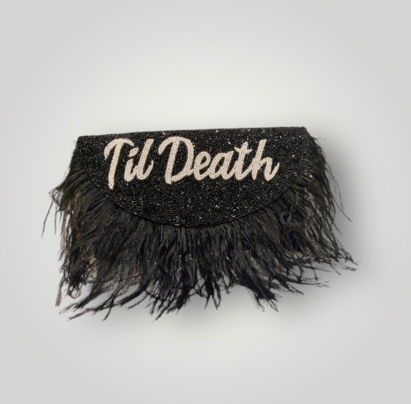 Half Moon Feathered Clutch