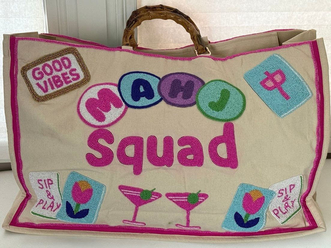 Mahj Squad | Beaded Mahjong Tote Bag