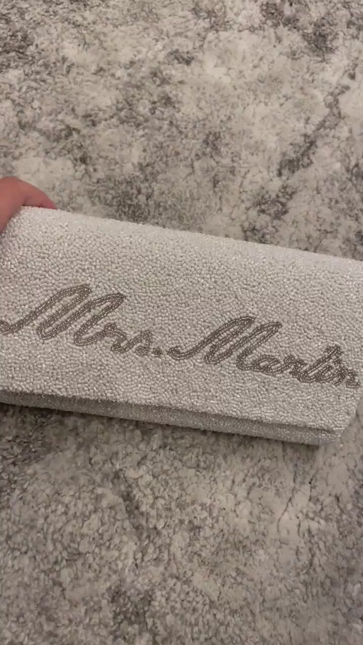 Customized striped clutch, beaded bride clutch, mrs. Monogrammed Purse, wedding day, bridesmaids gift, personalized, Bachelorette bag