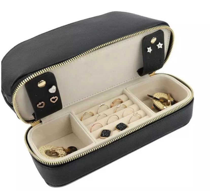 Custom Leather 2 in 1 Jewelry/Makeup Travel Bag