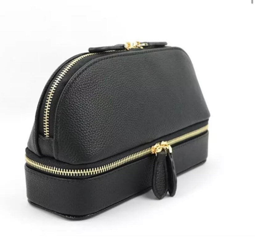 Custom Leather 2 in 1 Jewelry/Makeup Travel Bag
