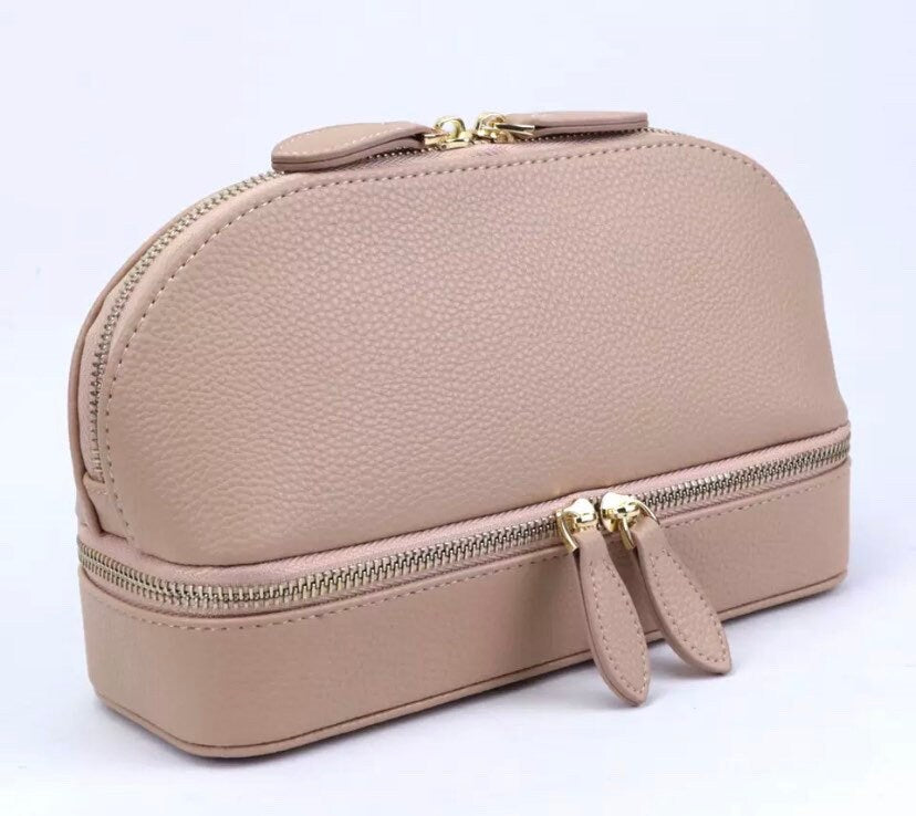 Custom Leather 2 in 1 Jewelry/Makeup Travel Bag
