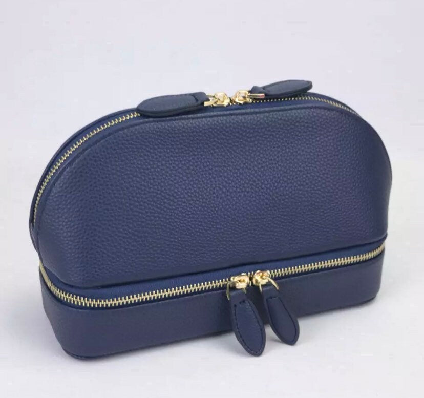 Custom Leather 2 in 1 Jewelry/Makeup Travel Bag